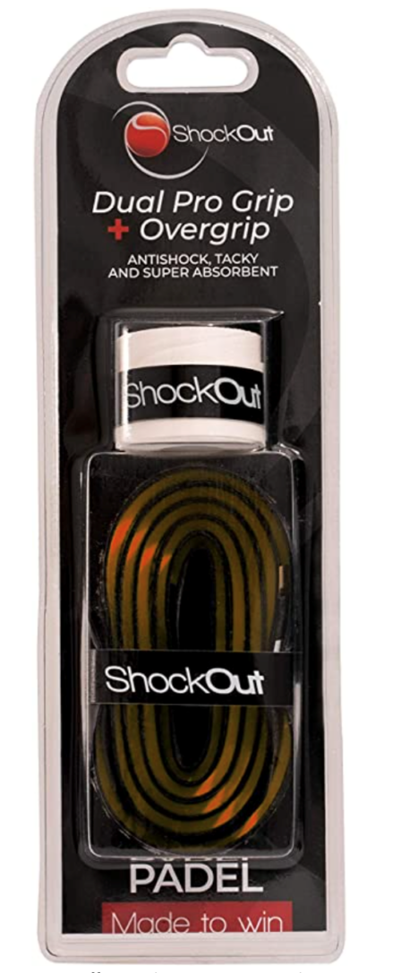 ShockOut Dual Pro Grip Sort + Overgrip Hvid