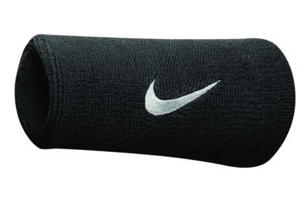 Nike Swoosh Doublewide Wristbands 2-Pack Black/White